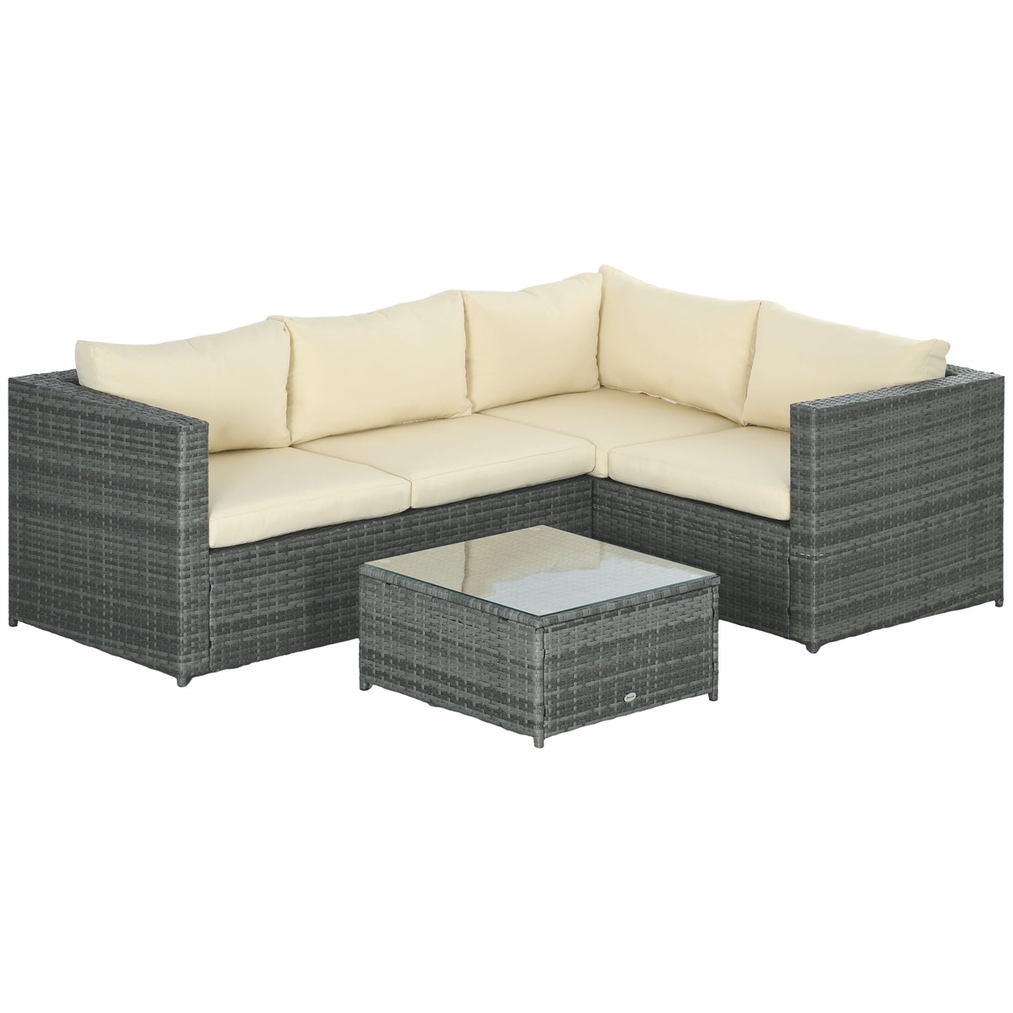 3 Pieces PE Rattan Garden Furniture Set with 10 cm Thick Cushions