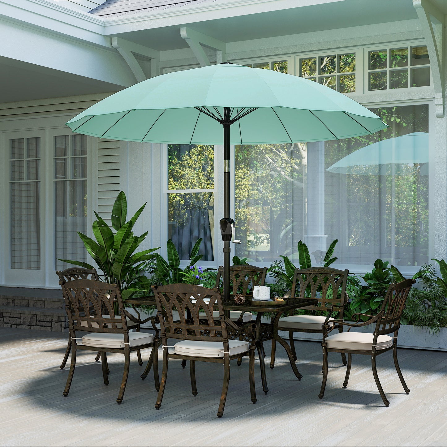 2 m Shanghai Garden Parasol Umbrella with 16 Fibreglass Ribs