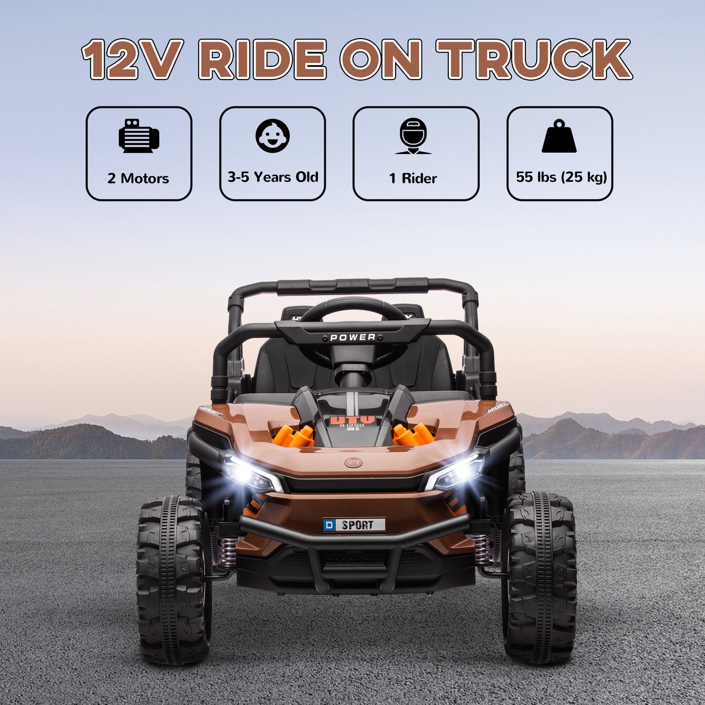 12V Battery Powered Ride on Truck w/ Remote, Four Suspension Wheels