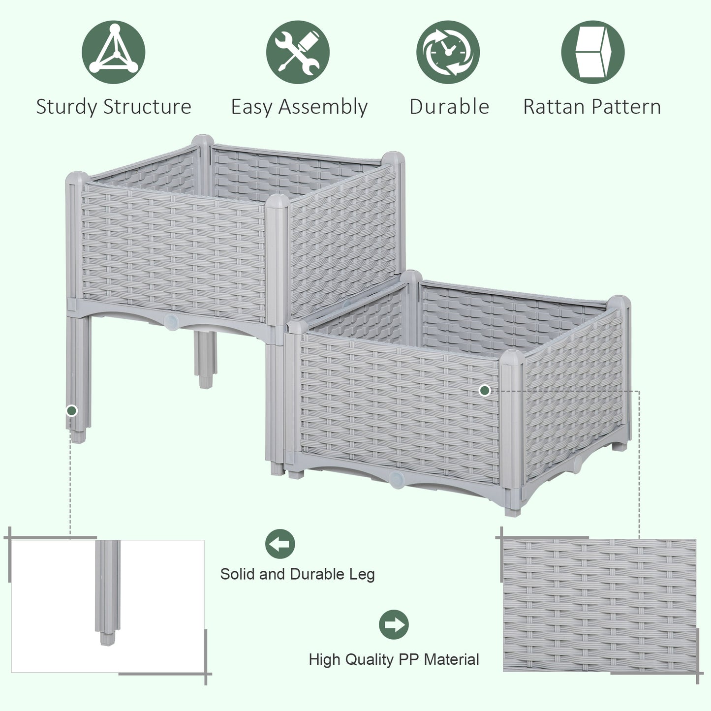 Set of Two Rattan-Effect Planters