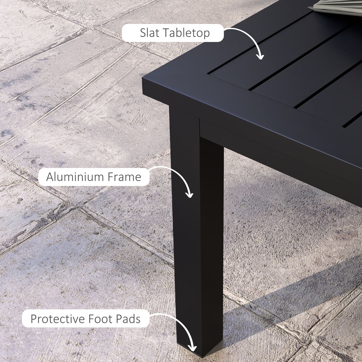 100cm x 60cm Aluminium Outdoor Coffee Table