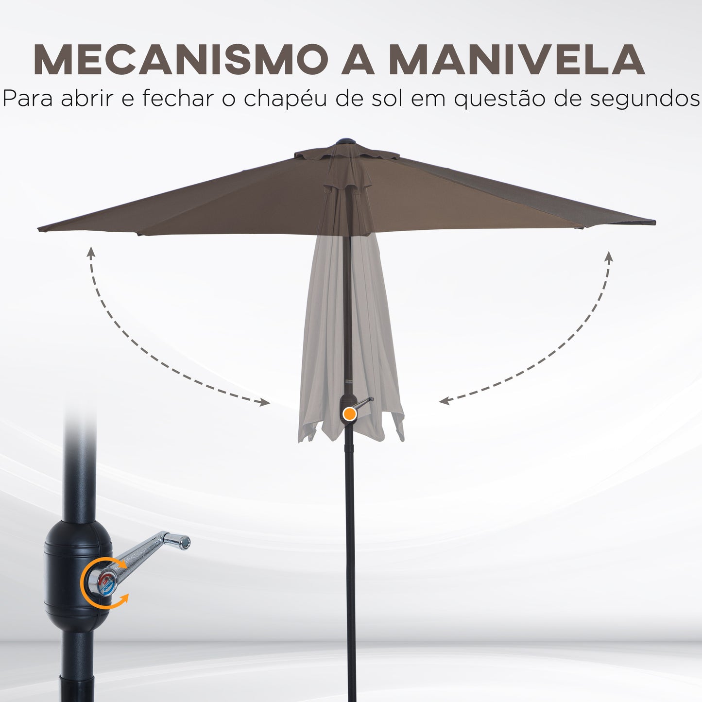 2.7m Balcony Half Parasol Garden Outdoor Umbrella 5 Steel Ribs