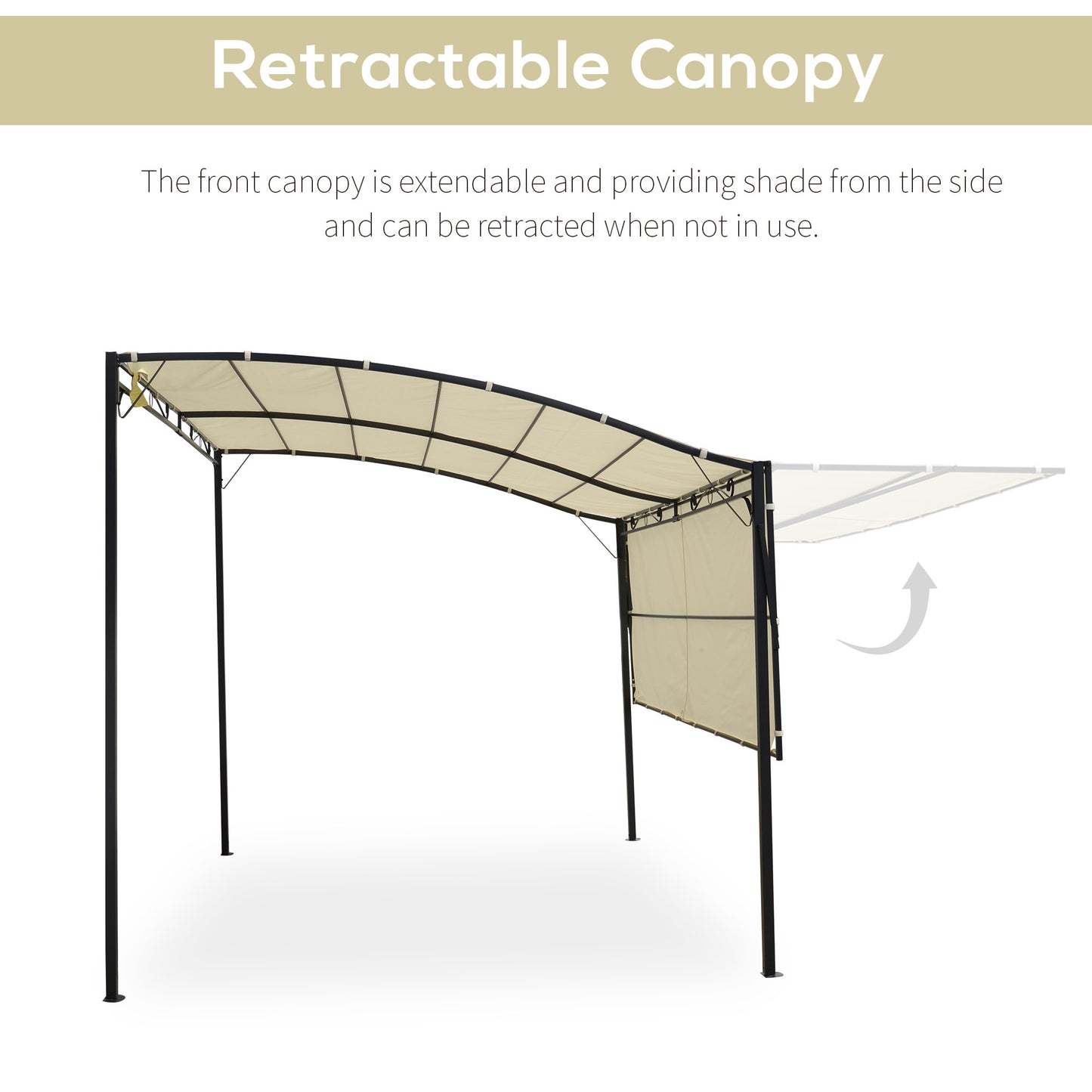 3 x 2.5m Patio Metal Gazebo Door Window Awning Wall Mount Canopy