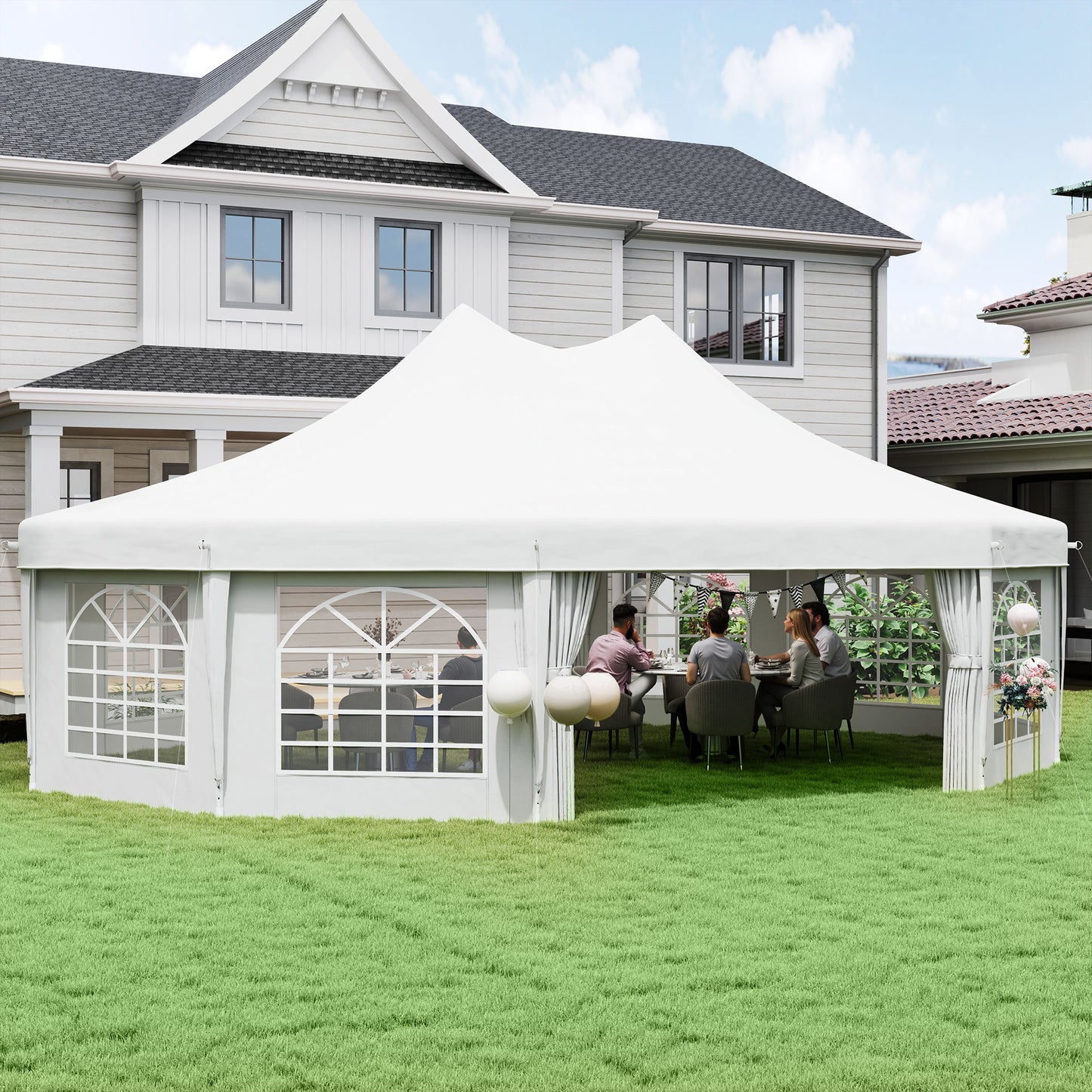 10 Sides Decagonal Garden Gazebo Marquee Party Tent Wedding Canopy
