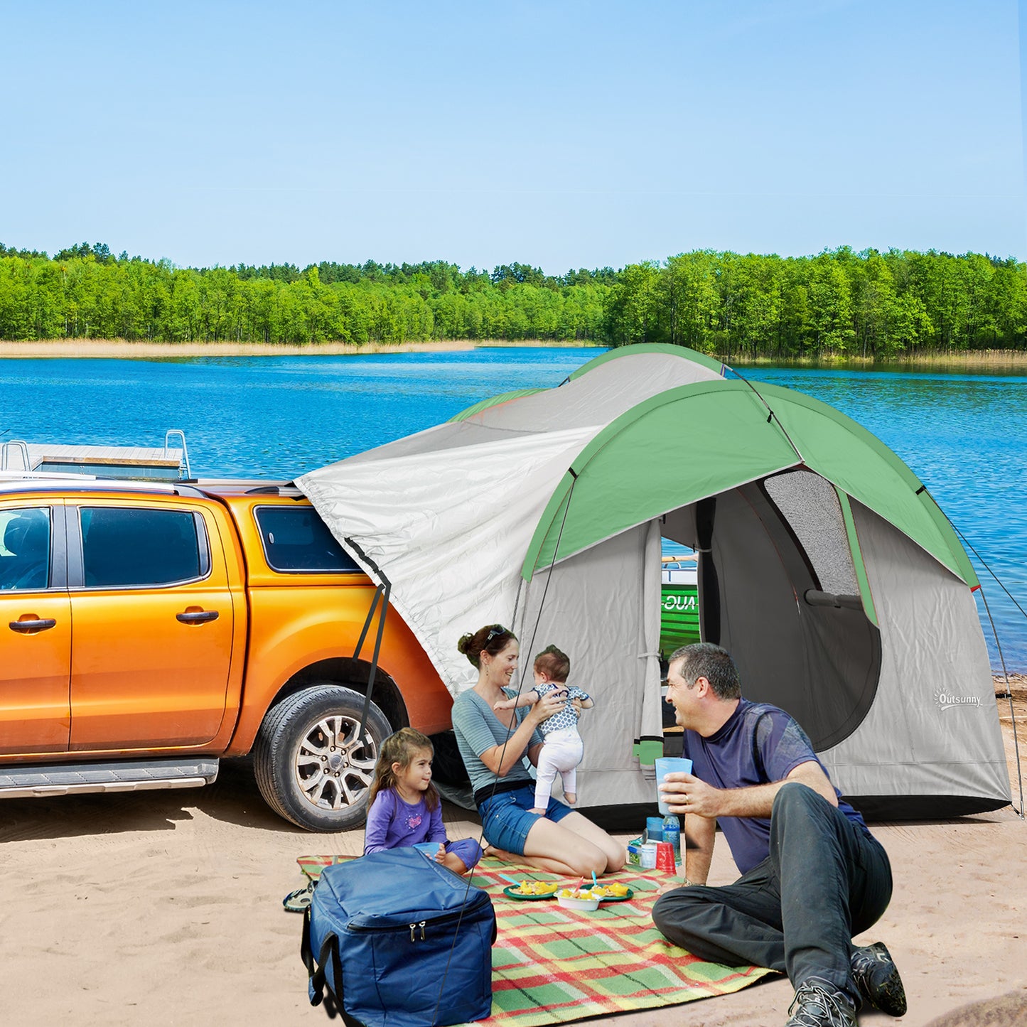 SUV Car Tent for Camping, Waterproof PU2000mm, 5 Man Tailgate Tent