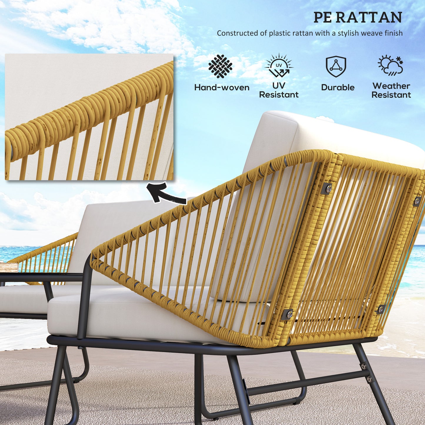 Four-Piece Rattan Strong Panel Outdoor Sofa Set
