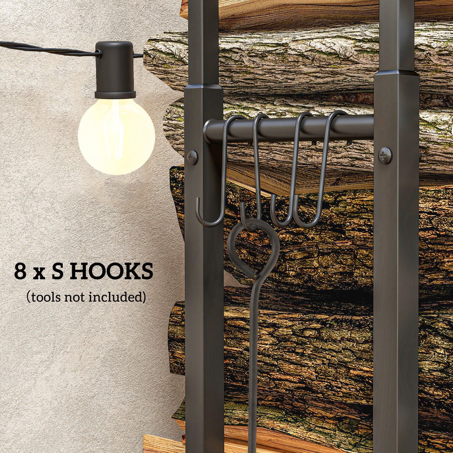 Firewood Log Rack Set of 2, Retractable Metal Wood Store Holder