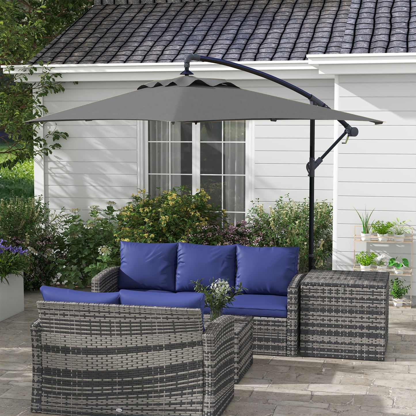 3(m) Cantilever Overhanging Parasol, with Cross Base
