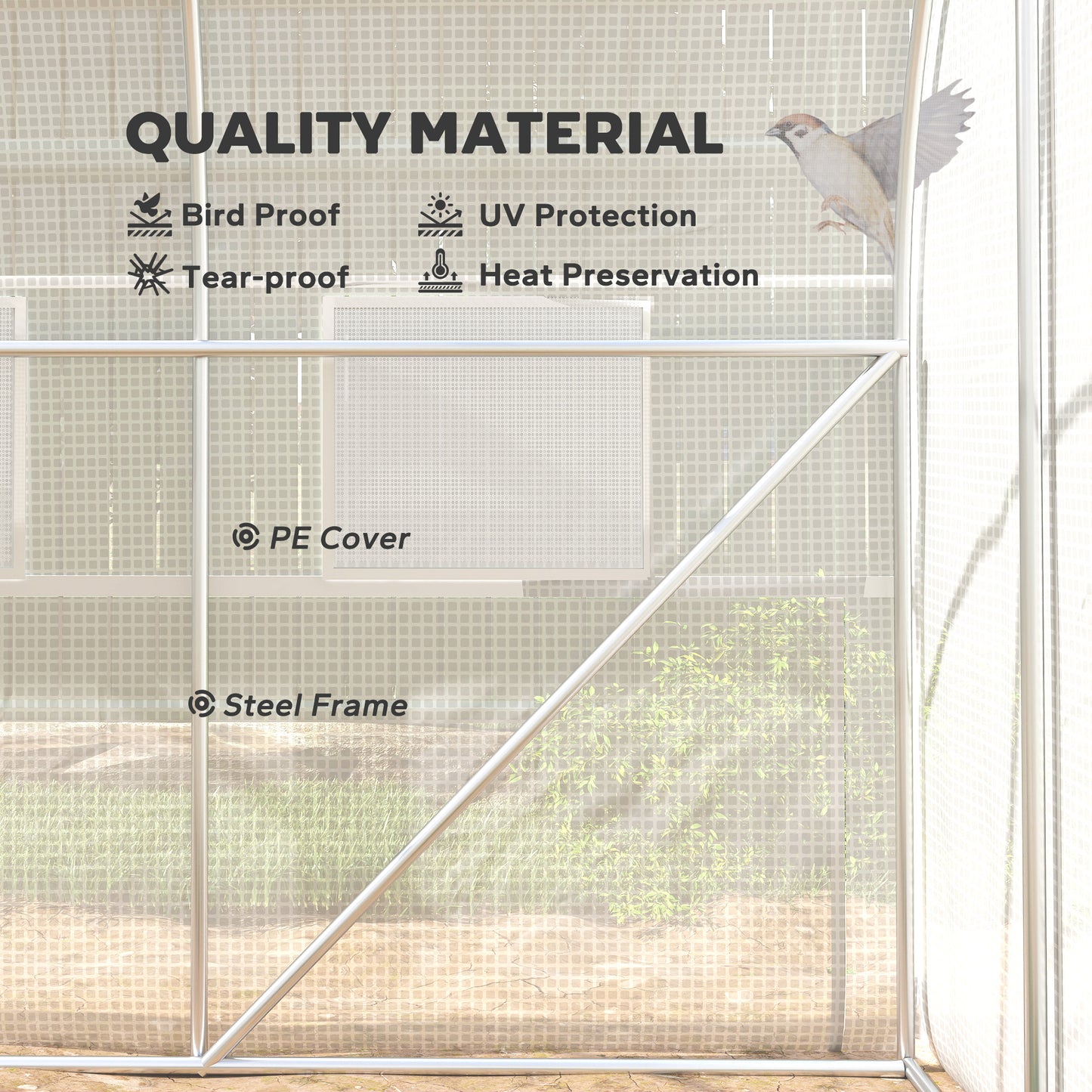Walk-in Polytunnel Greenhouse Green House with Roll-up Sidewalls
