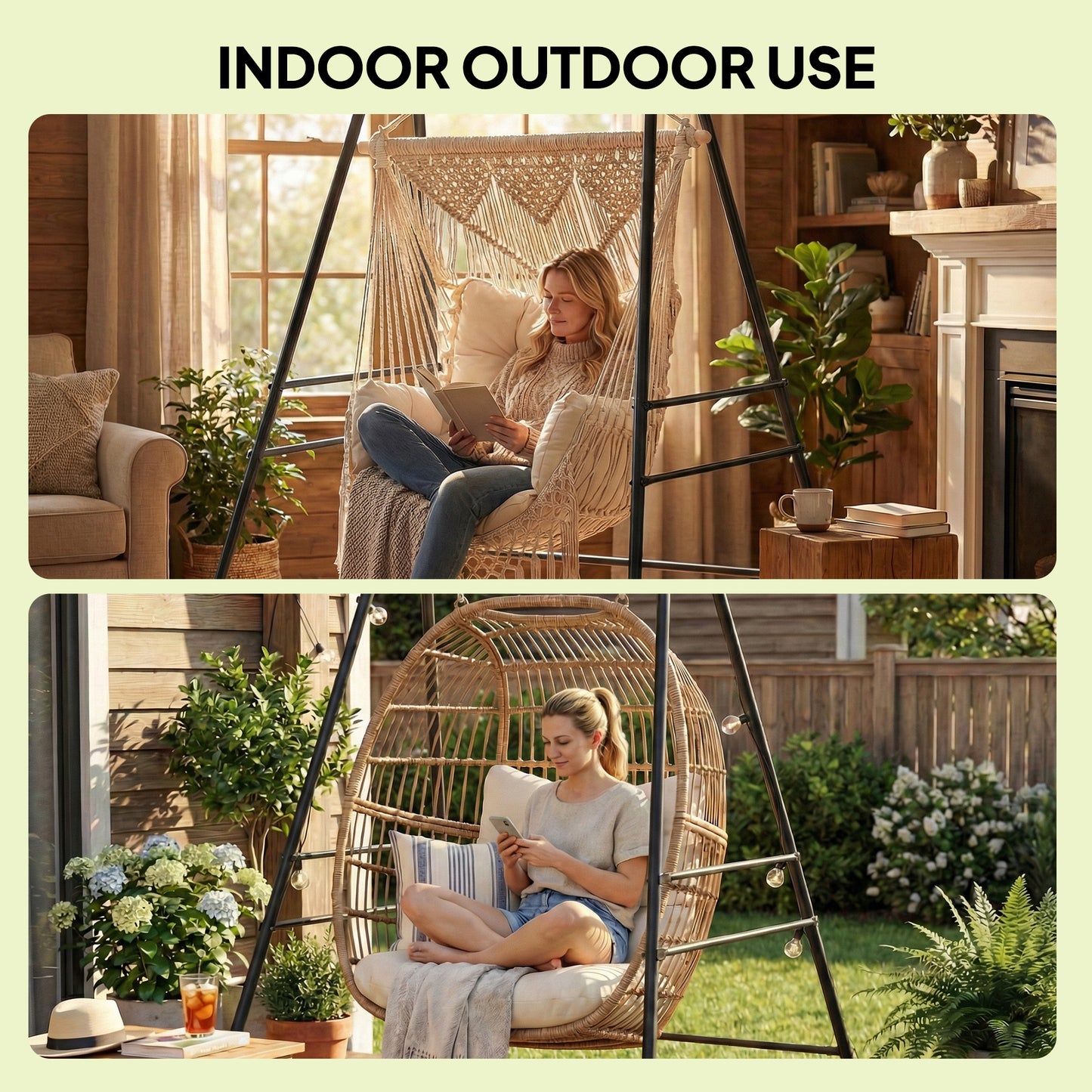 Hammock Chair Stand Only, 150KG Load Capacity, for Indoor Outdoor