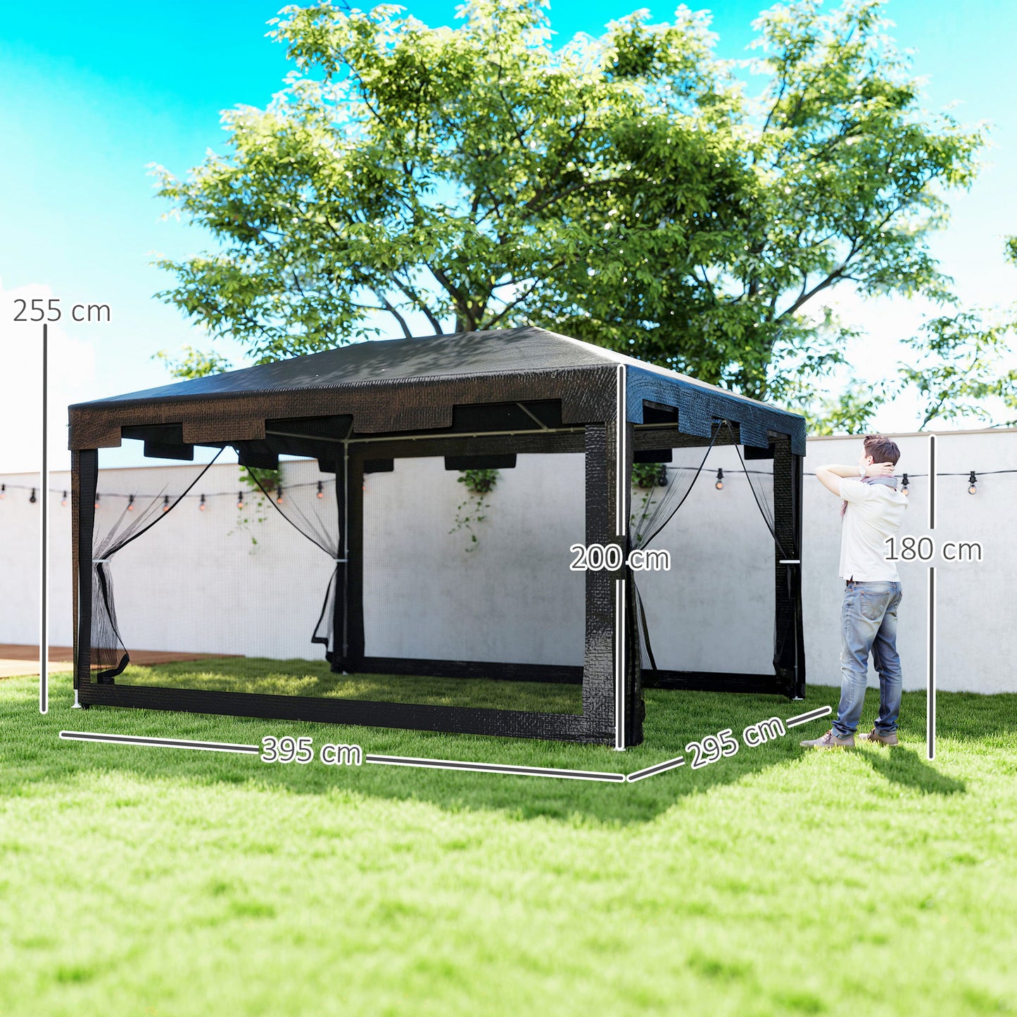 4 x 3 m Party Tent Wedding Gazebo Outdoor Waterproof PE Canopy Shade