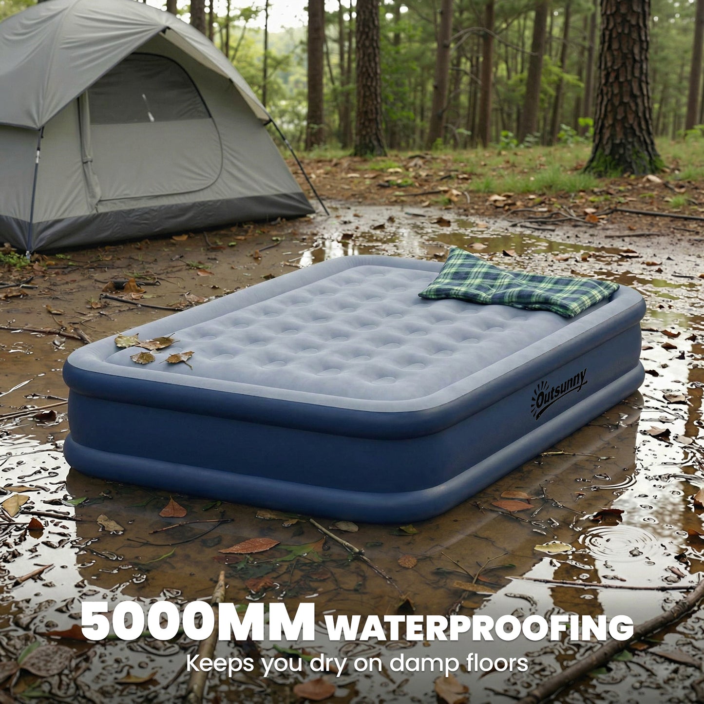 Inflatable Mattress, Double Air Bed with Built-in Electric Pump