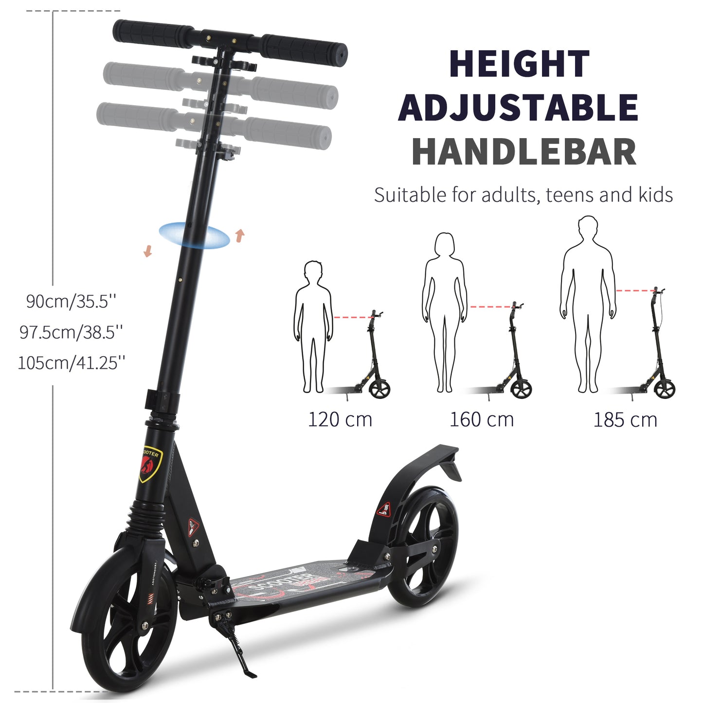 Folding Kick Scooter, Adjustable Ride On Scooter
