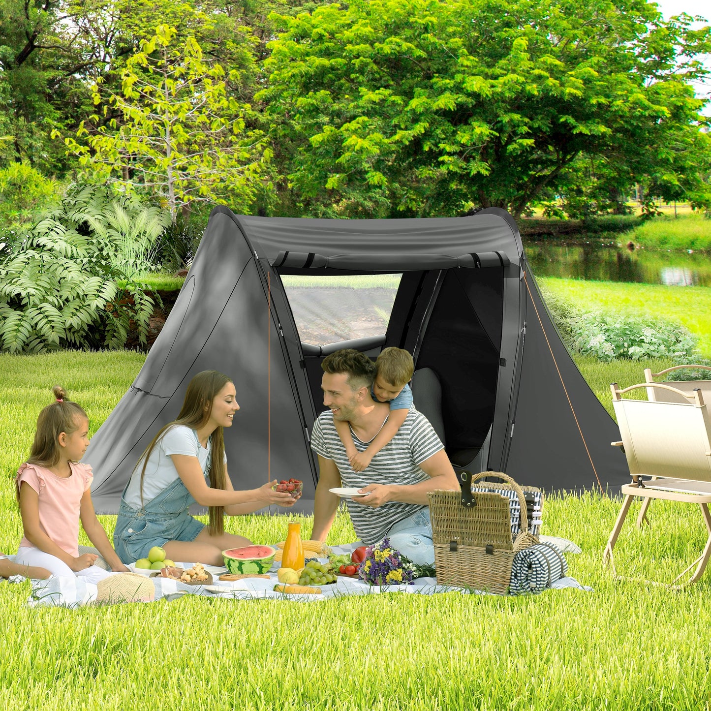 3 Man Camping Tent with Living Area and 2 Bedrooms