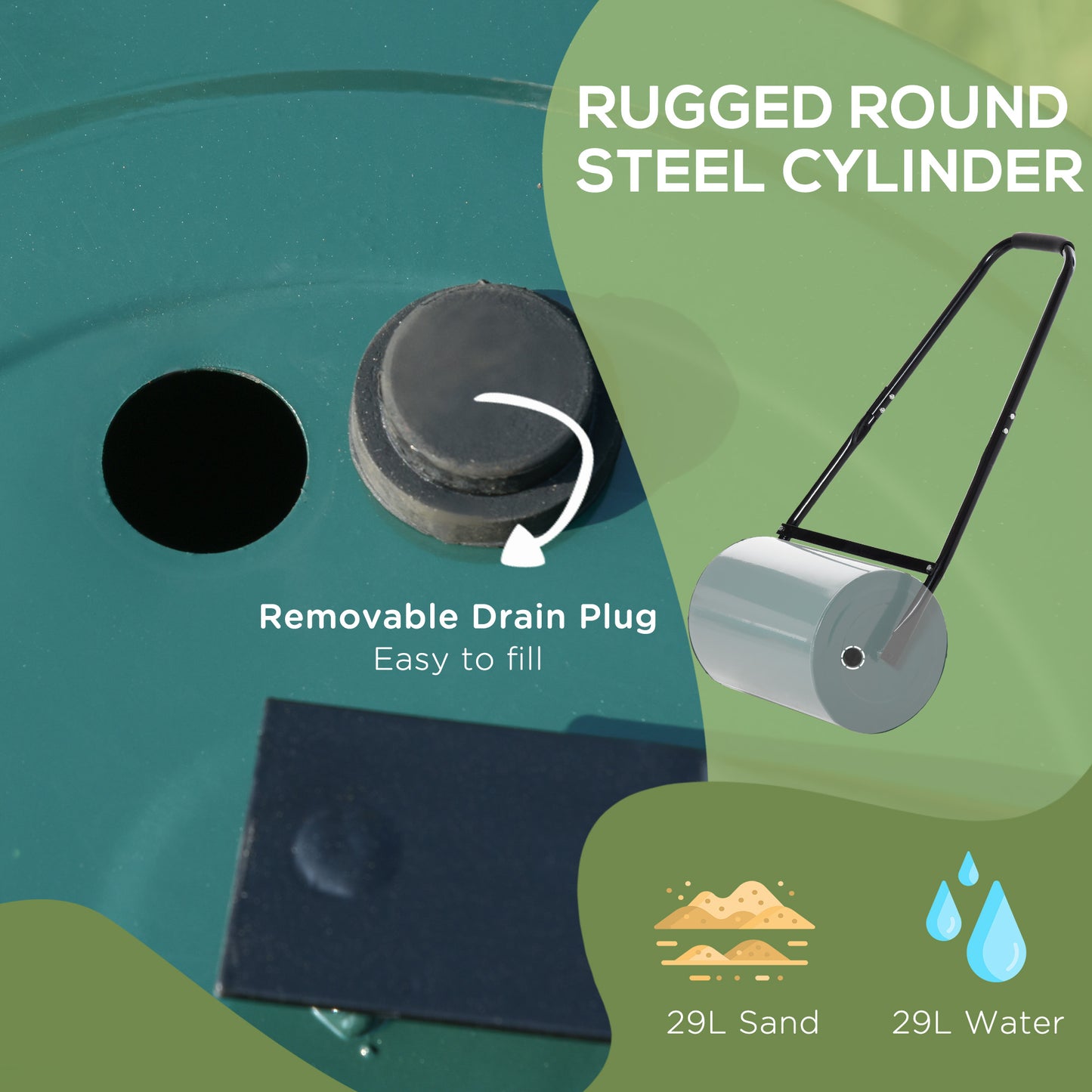 30 L Heavy Duty Water Or Sand Filled Φ30cm Garden Steel Lawn Roller