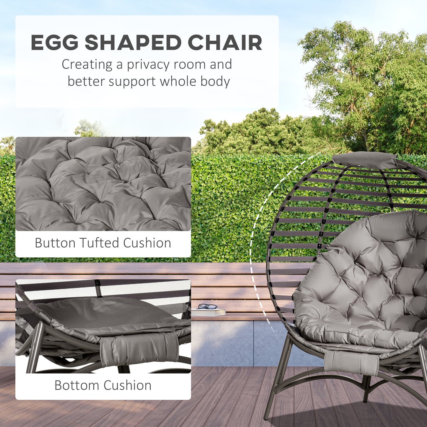 Egg Chair with Cushion & Side Pocket