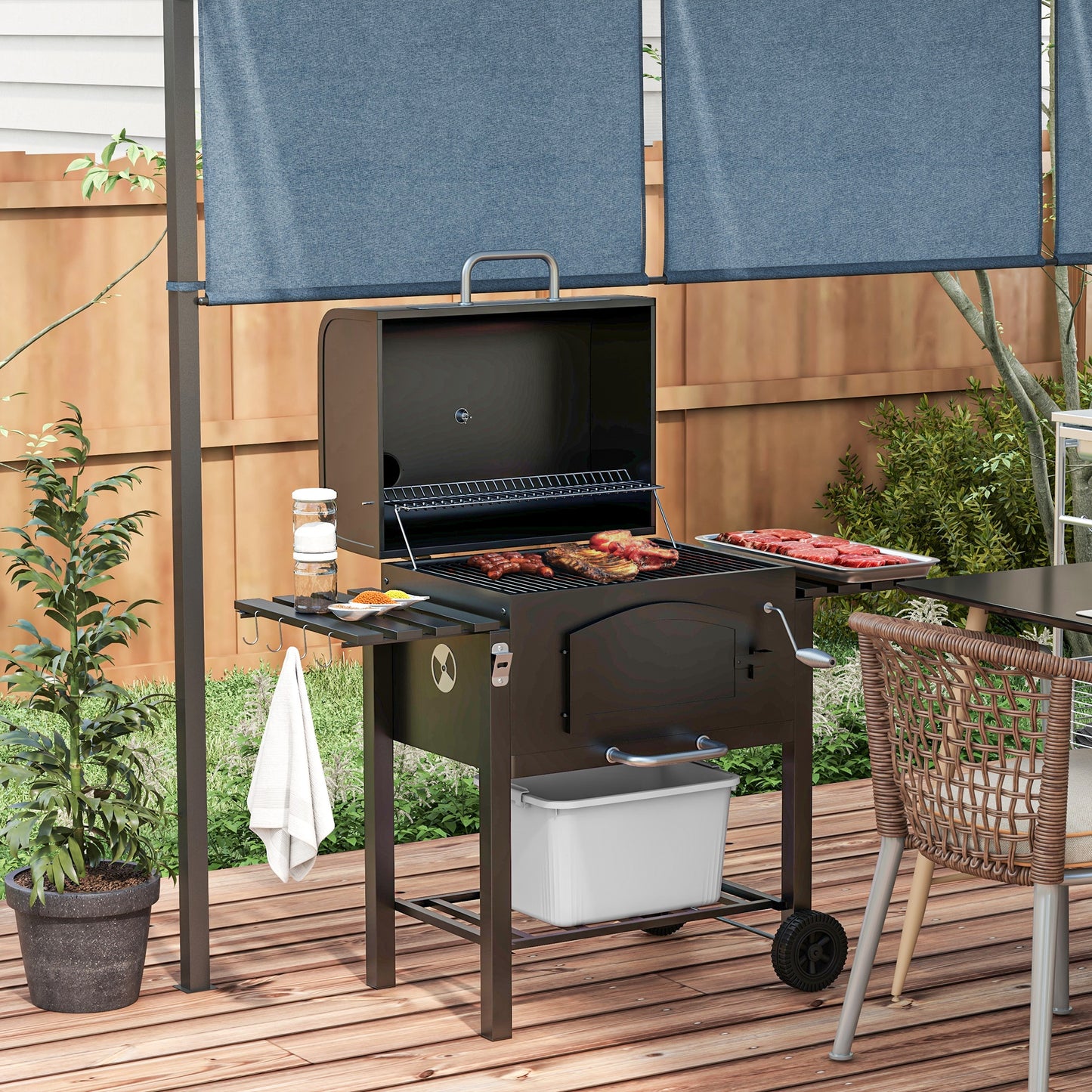 3-in-1 Charcoal BBQ, with Shelves