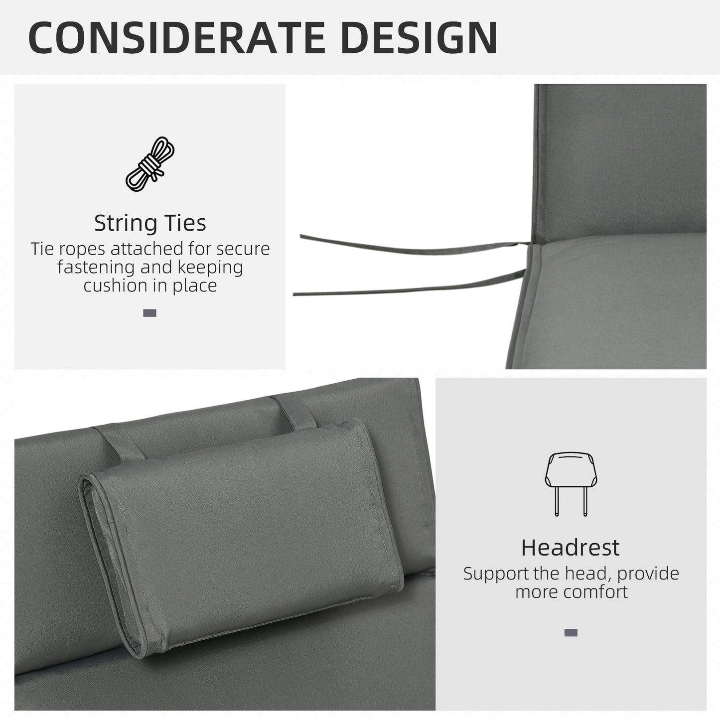 Garden Sun Lounger Cushion Replacement Soft Sunbed Reclining Chair
