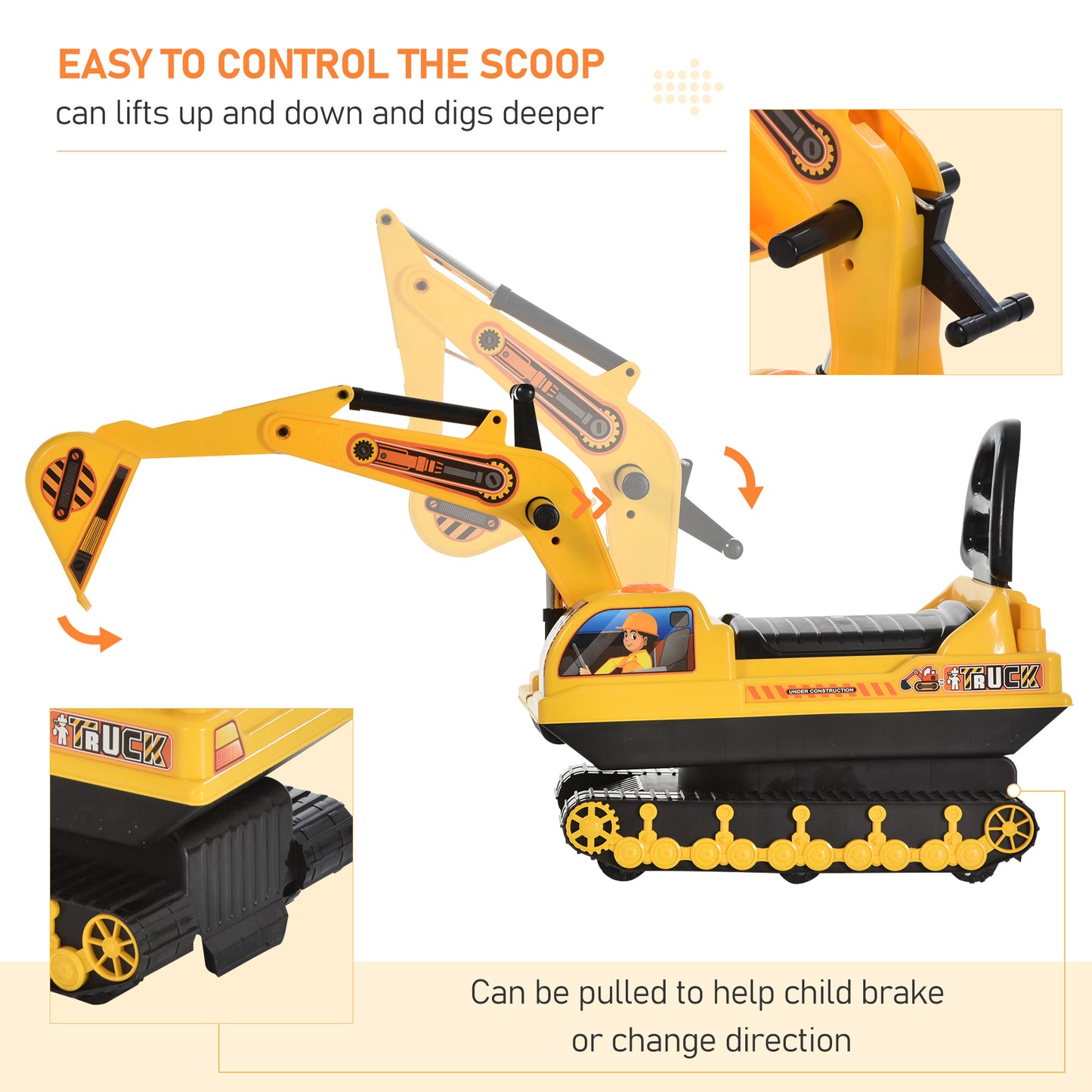 Ride On Excavator Toy Tractors Digger Movable Walker Construction