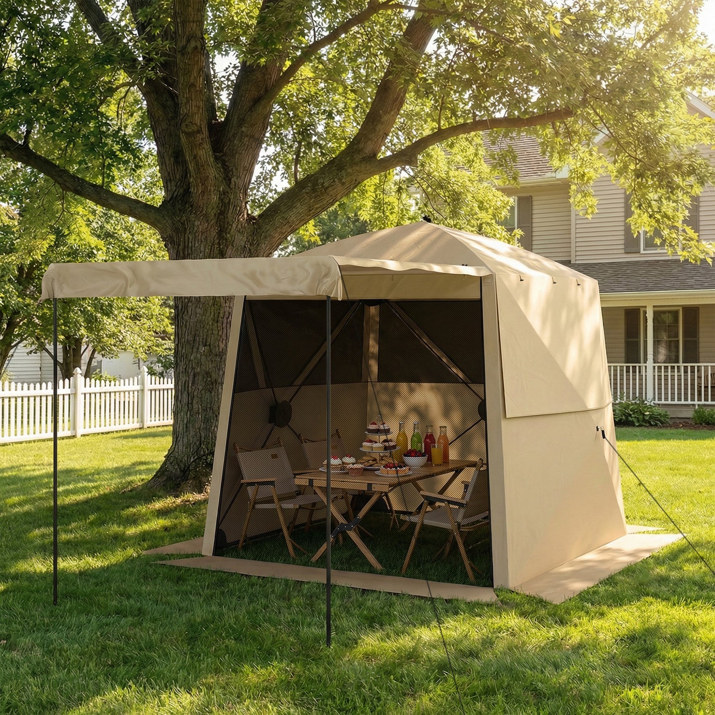 Pop Up Gazebo Waterproof Instant Shelter with Awning Mesh Windows