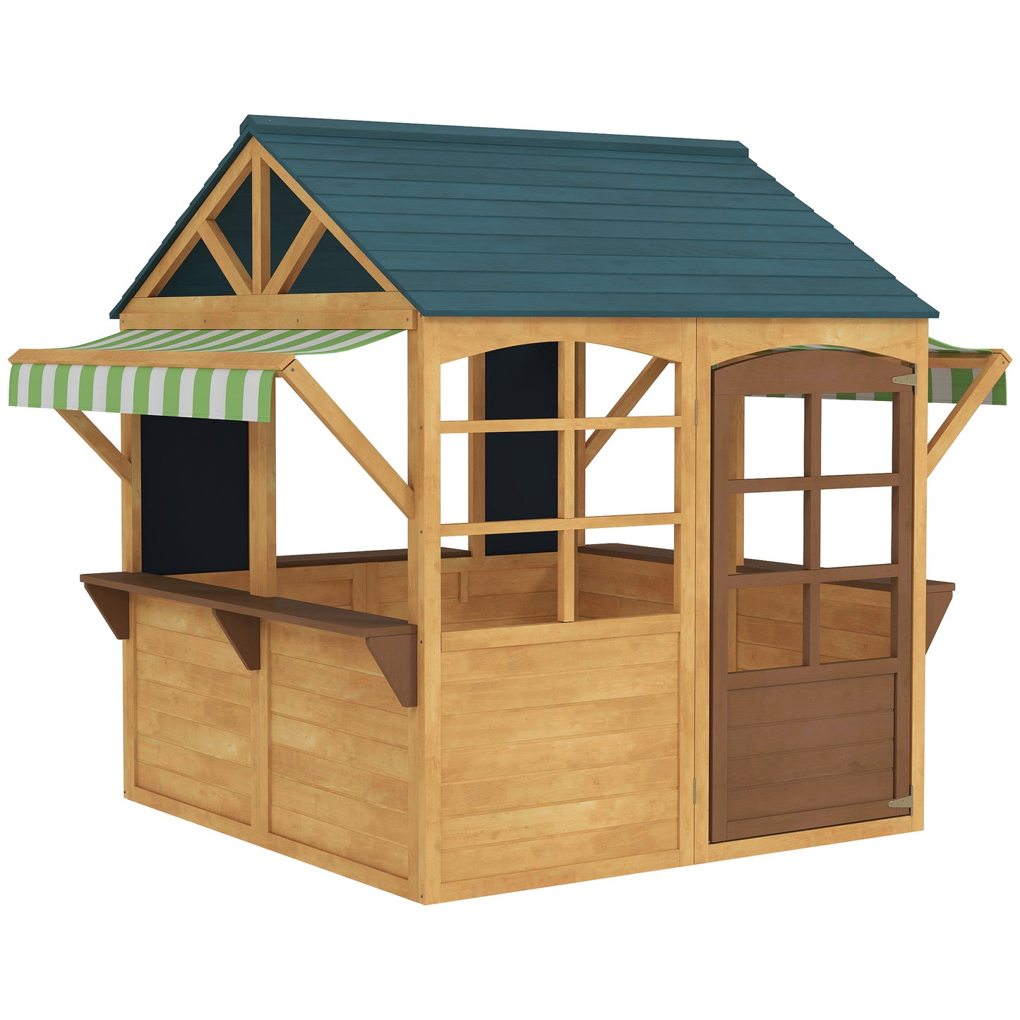 Wooden Playhouse for Kids, Foldable Wendy House with Windows