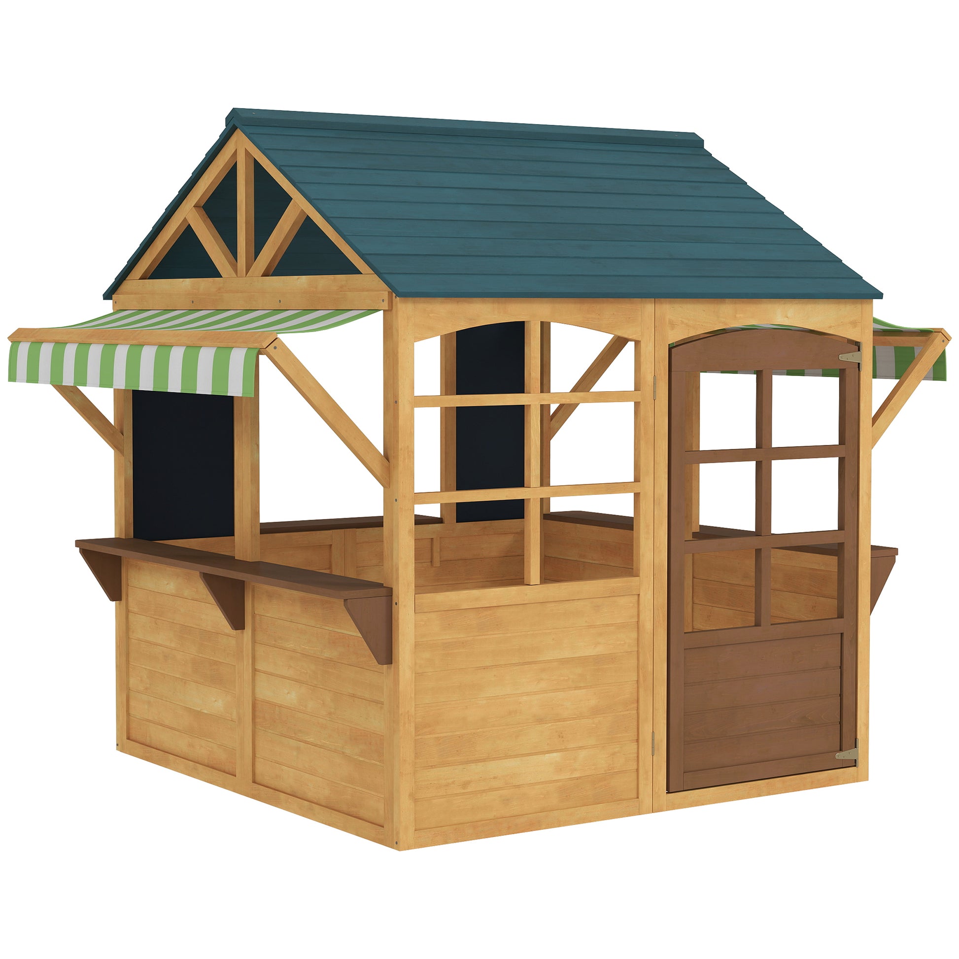 Wooden Playhouse for Kids, Foldable Wendy House with Windows