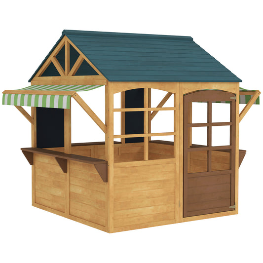 Wooden Playhouse for Kids, Foldable Wendy House with Windows