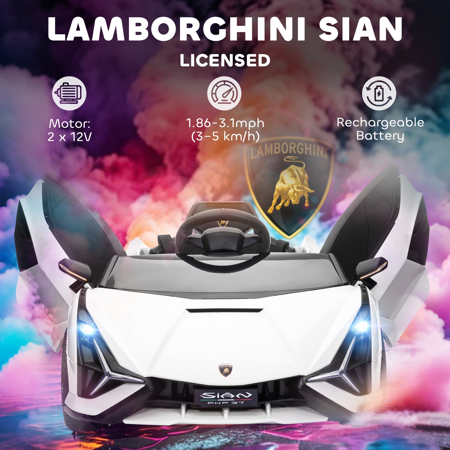 Lamborghini Sian Licensed 12V Electric Car for Kids 2 Motors Toy Car
