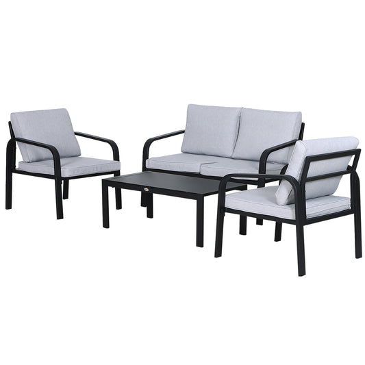 4pcs Garden Sofa Set 2 Single Armchair