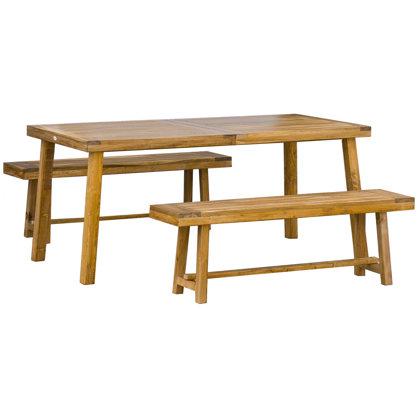 3 Pieces Picnic Bench Set with Table and 2 Benches (1)