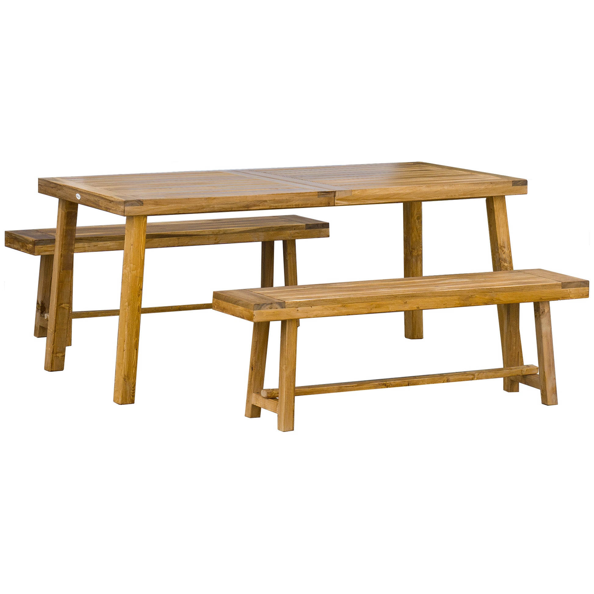3 Pieces Picnic Bench Set with Table and 2 Benches (1)