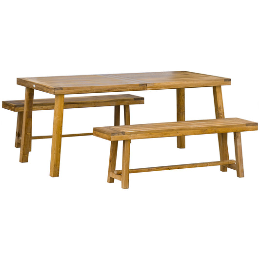 3 Pieces Picnic Bench Set with Table and 2 Benches (1)