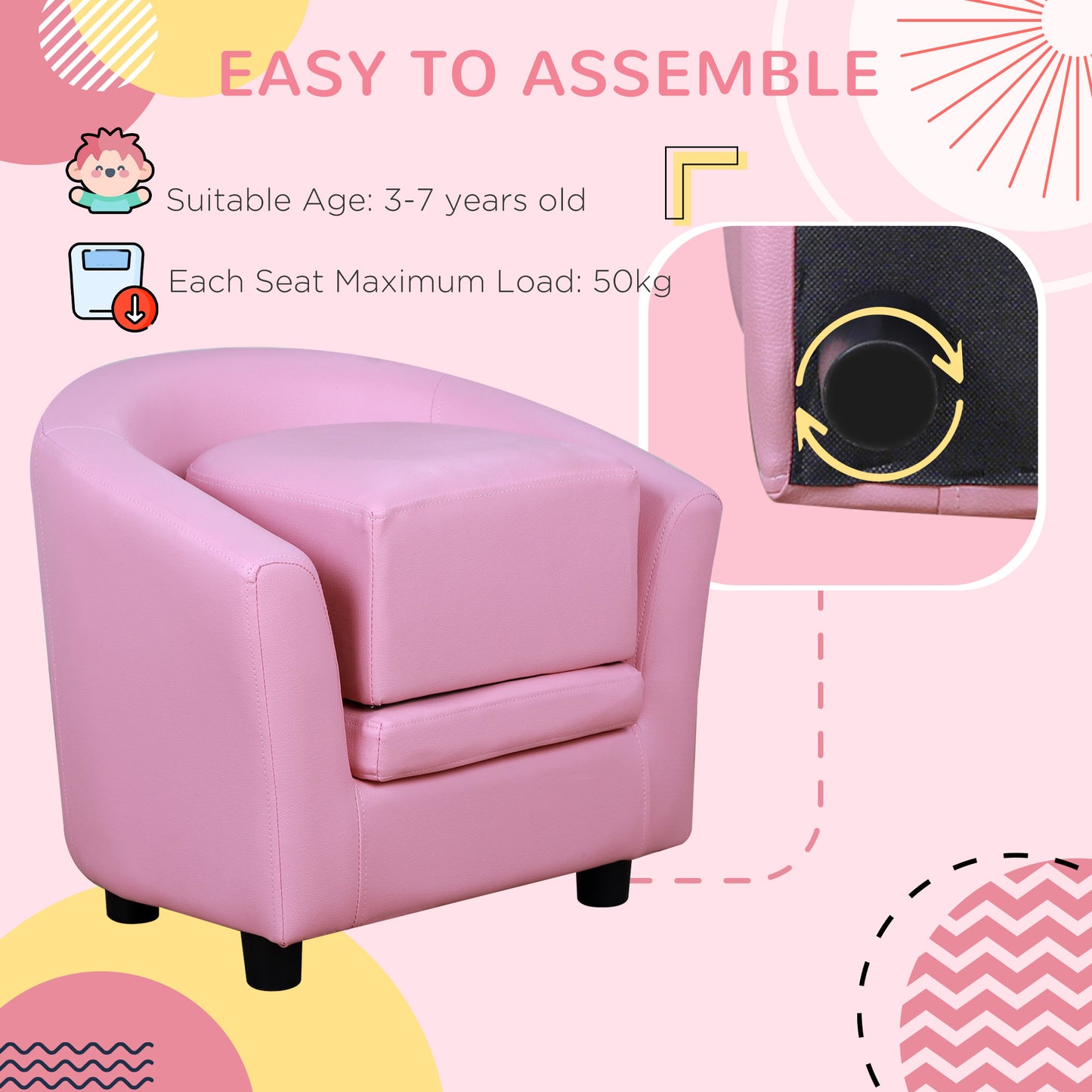 Kids Toddler Sofa Children's Armchair Footstool with Thick Padding