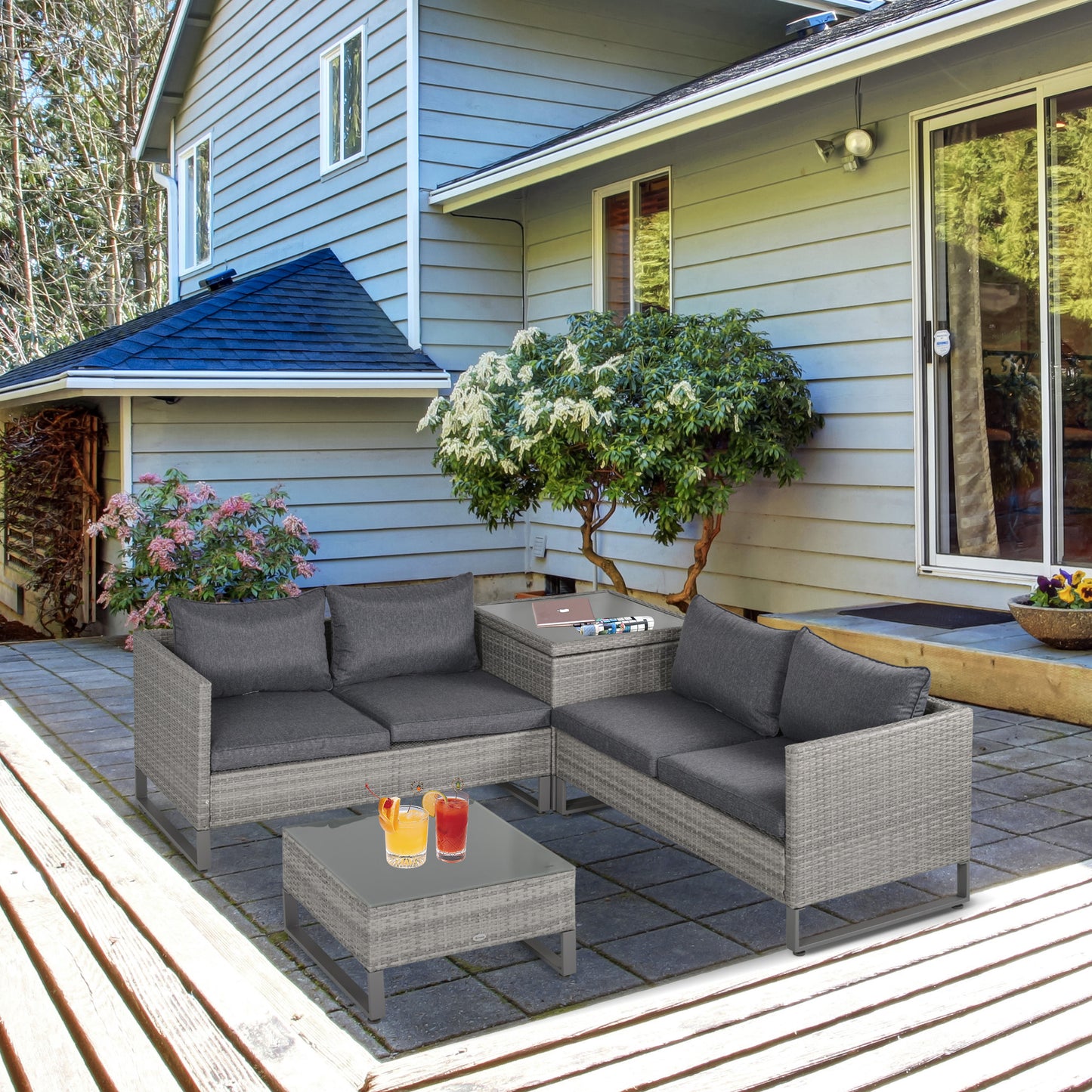 4 Pieces Rattan Garden Furniture Set (2)