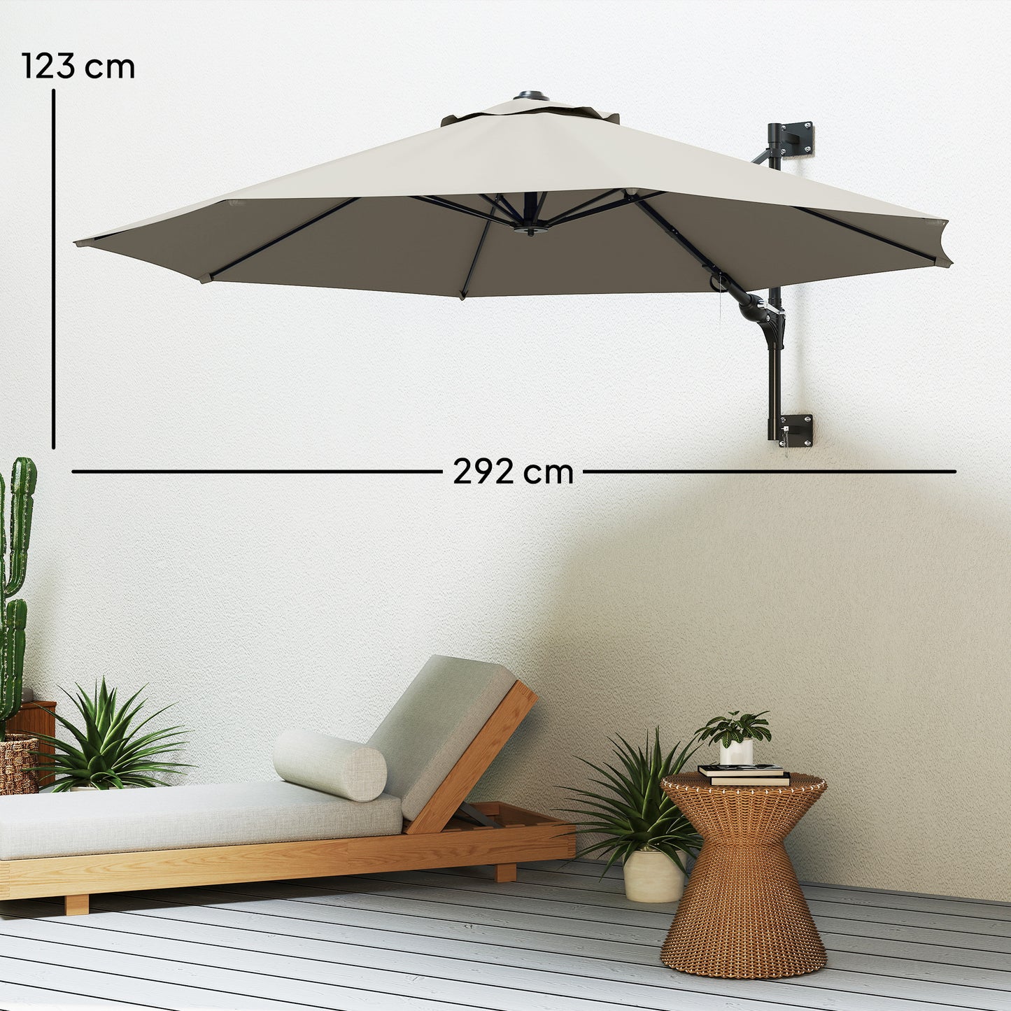 3(m) Wall-Mounted Parasol Shade, with Handle
