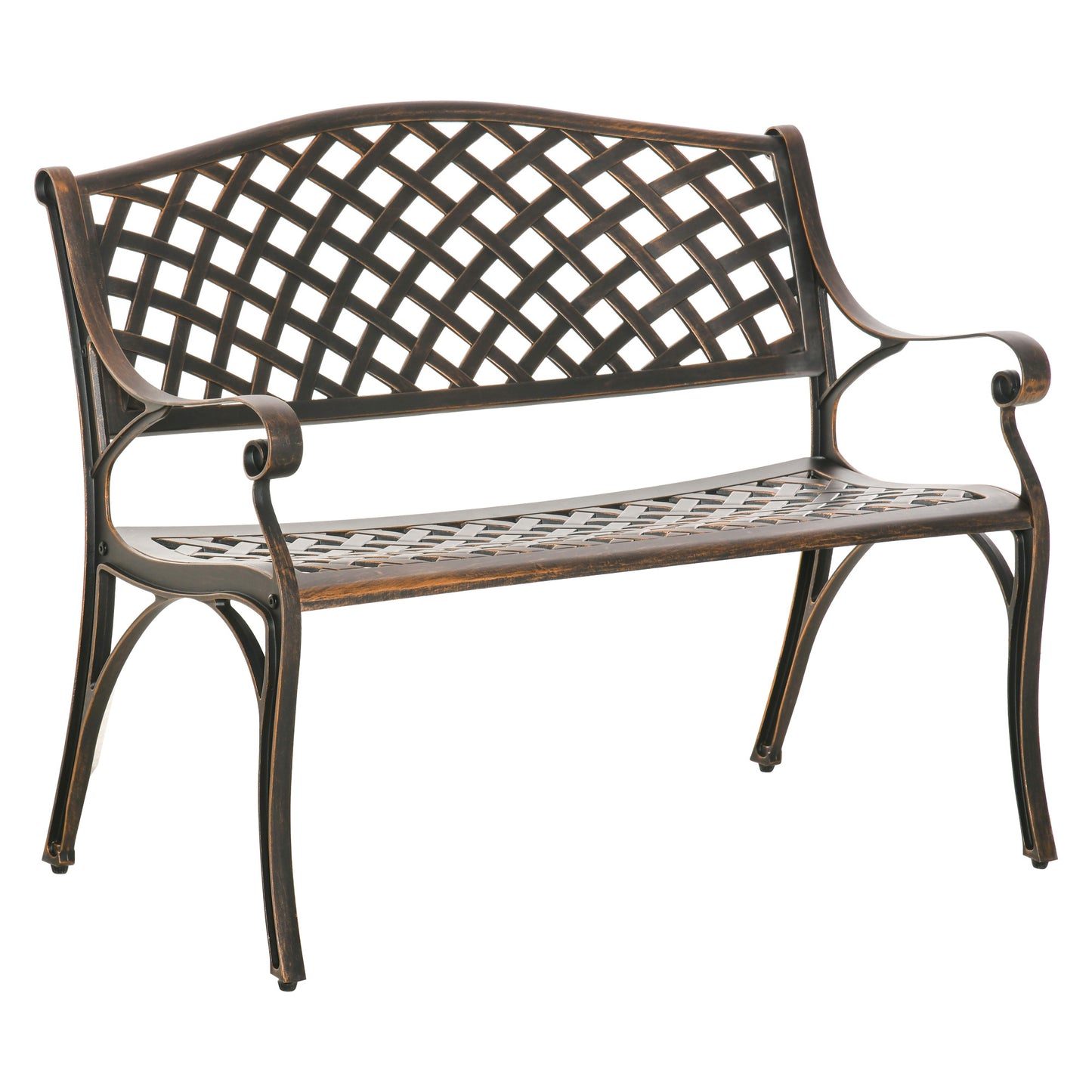 Cast Aluminium Outdoor Garden Bench 2 Seater Antique Patio Loveseat