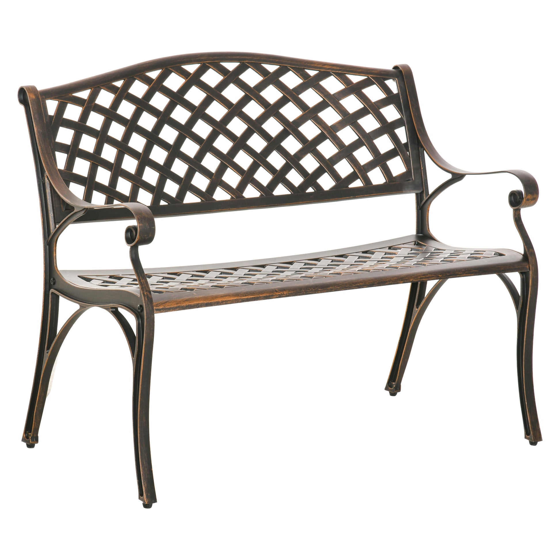 Cast Aluminium Outdoor Garden Bench 2 Seater Antique Patio Loveseat