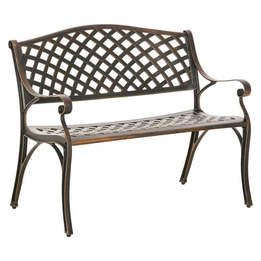Cast Aluminium Outdoor Garden Bench 2 Seater Antique Patio Loveseat