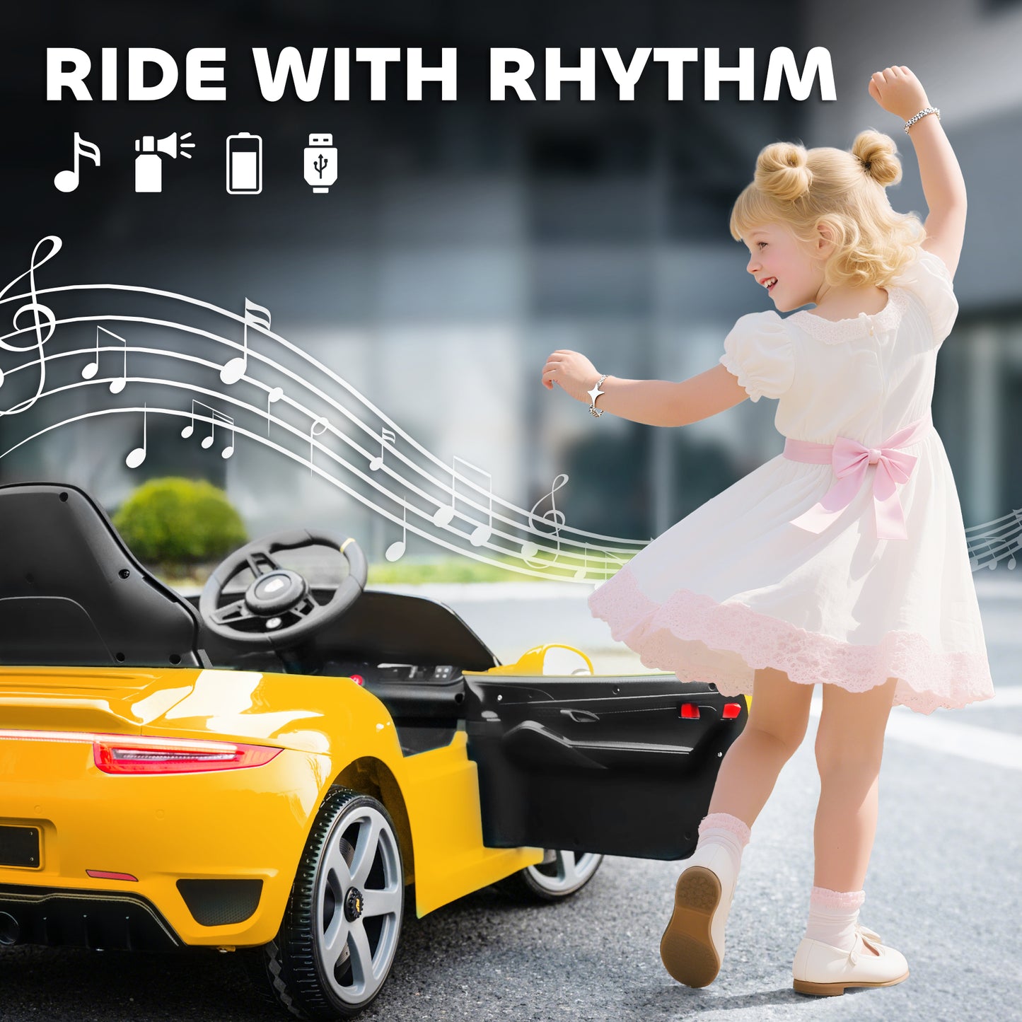 Kids Electric Car, 12V Licensed RUF GT Ride on Car with Suspension (1)