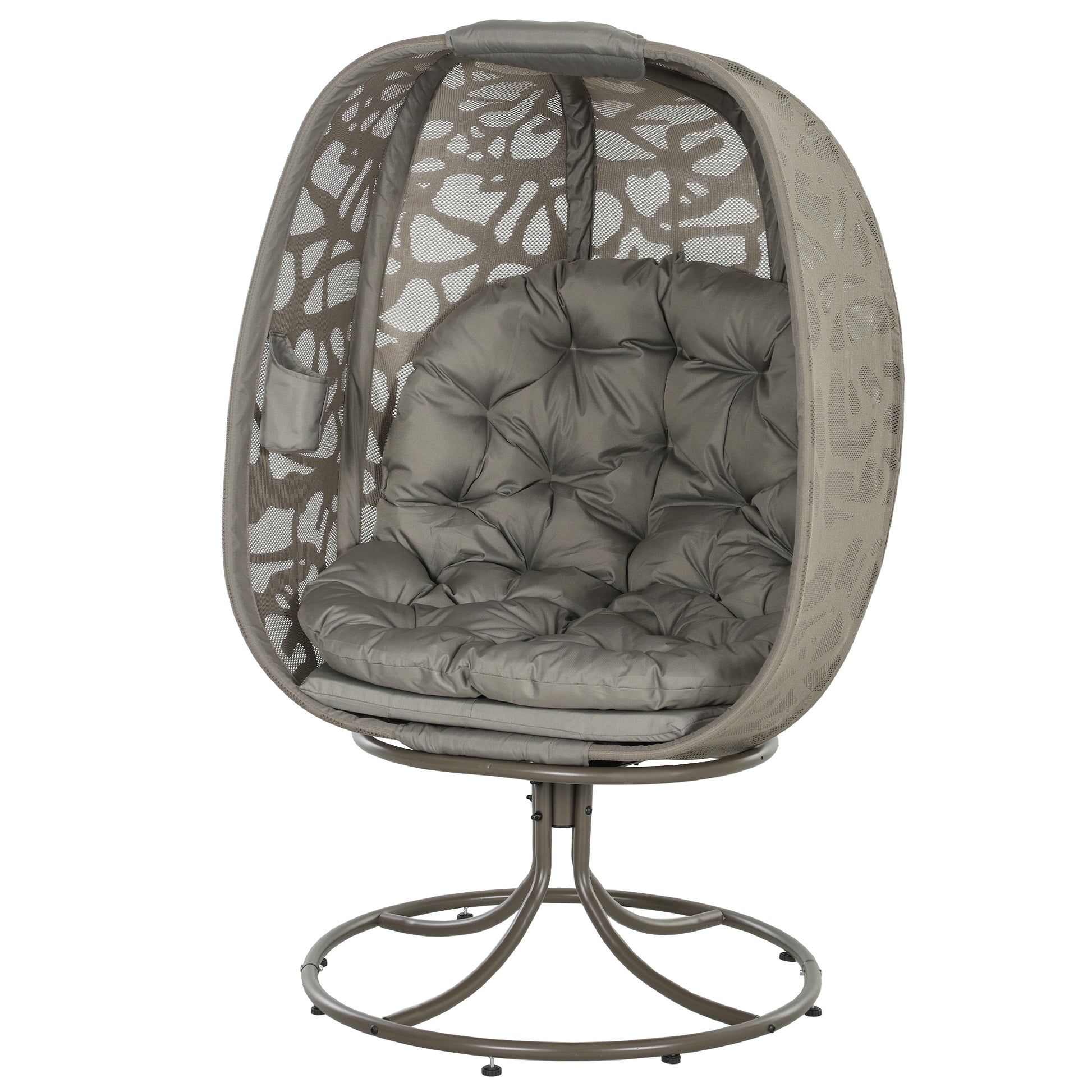Swivel Egg Chair with Cushions, Foldable Basket Seat and Metal Frame (1)