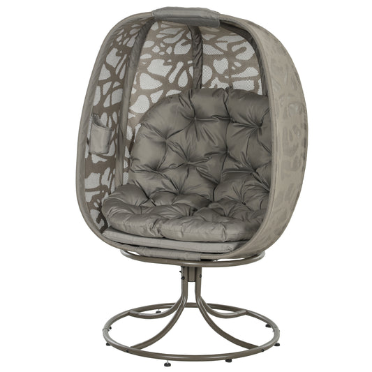 Swivel Egg Chair with Cushions, Foldable Basket Seat and Metal Frame (1)