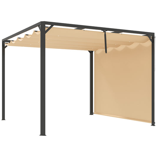 3 x 3m Aluminium Pergola, with Retractable Roof and Wall