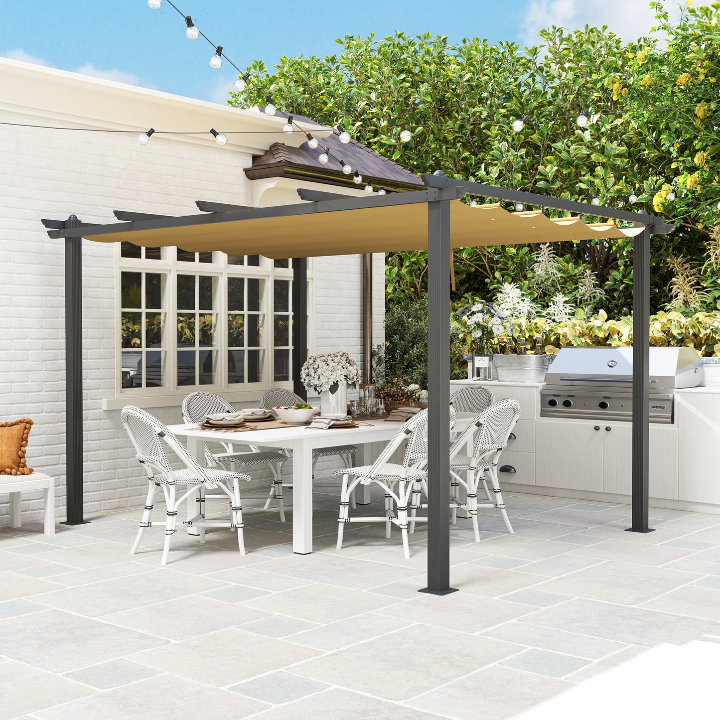 3 x 4m Aluminium Pergola, with Retractable Roof