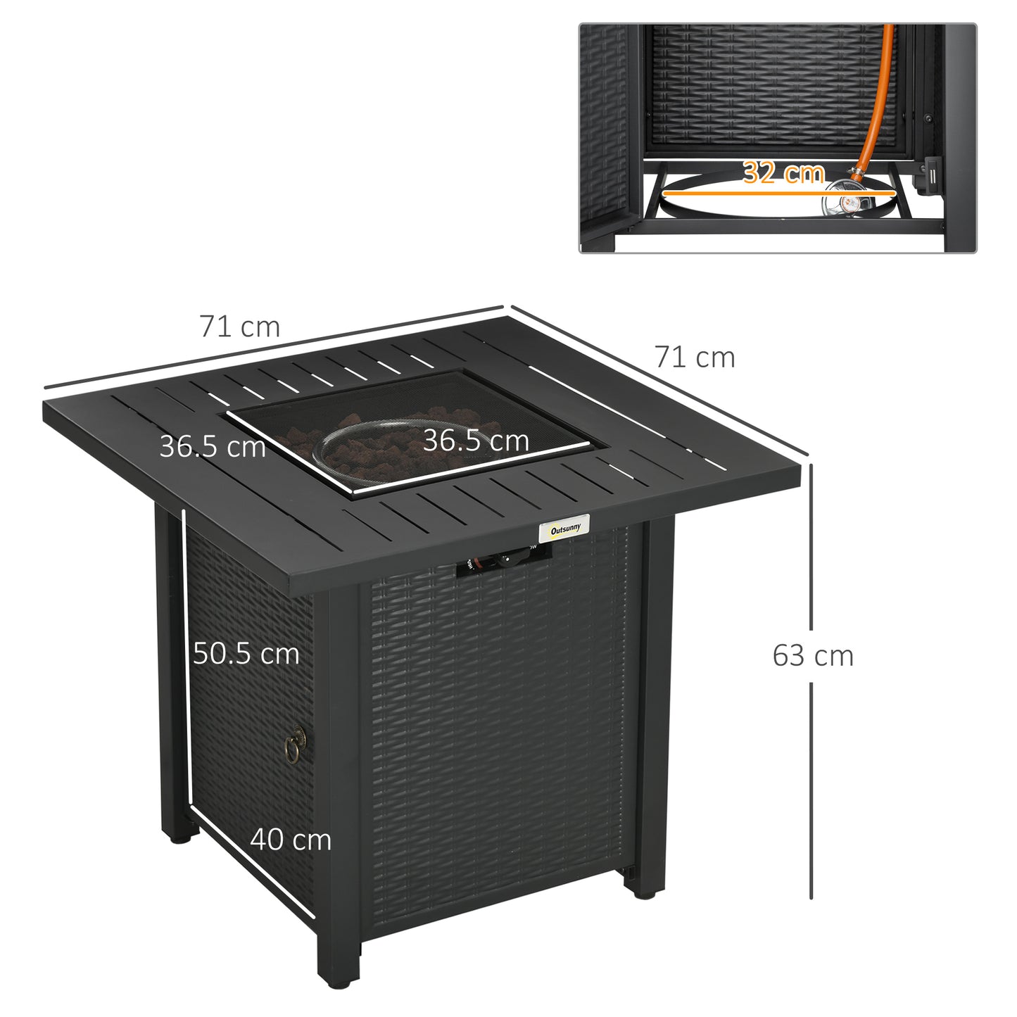 Rattan-style Propane Gas Fire Pit Table with 40,000 BTU Burner