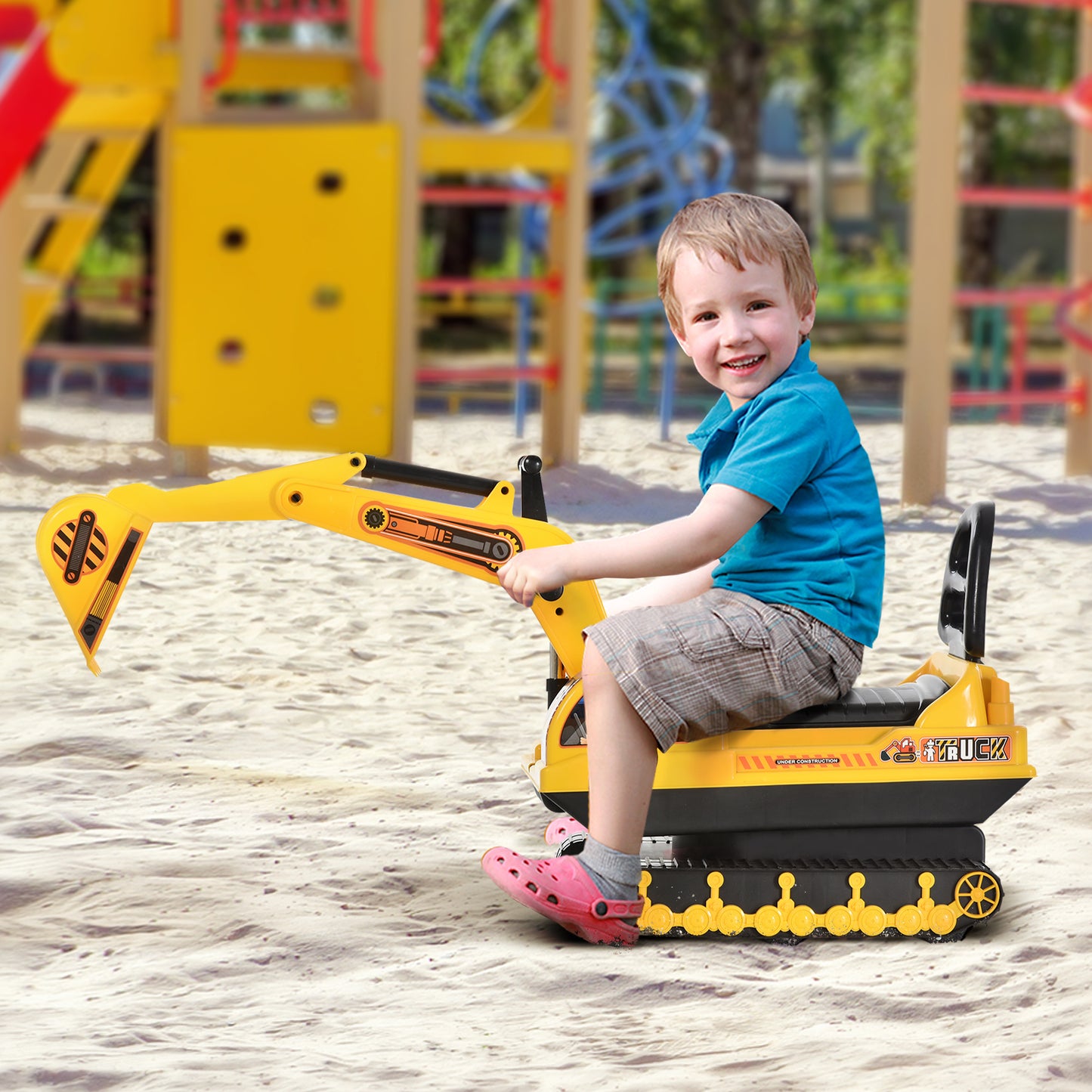 Ride On Excavator Toy Tractors Digger Movable Walker Construction