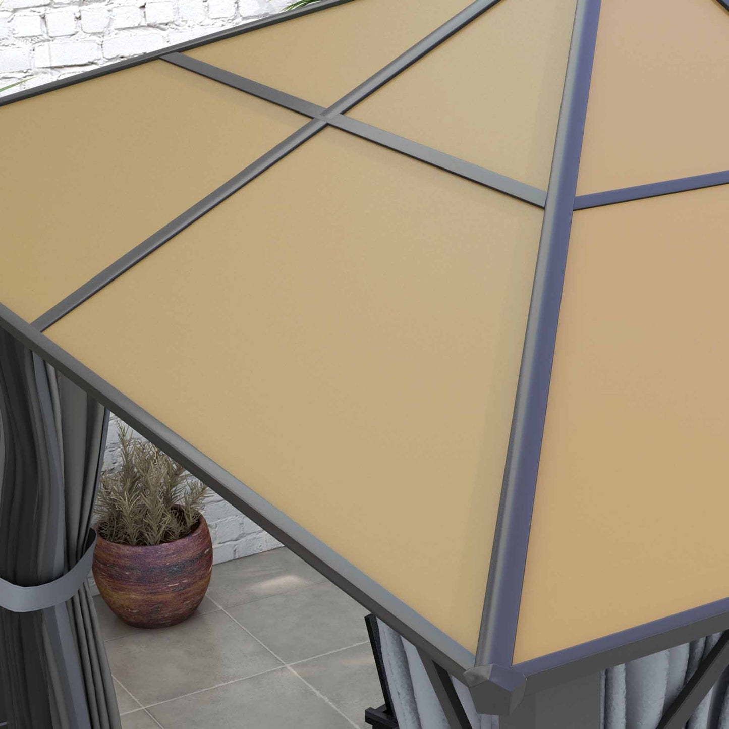3 x 3.6m Garden Aluminium Gazebo Hardtop Roof Canopy Marquee Party