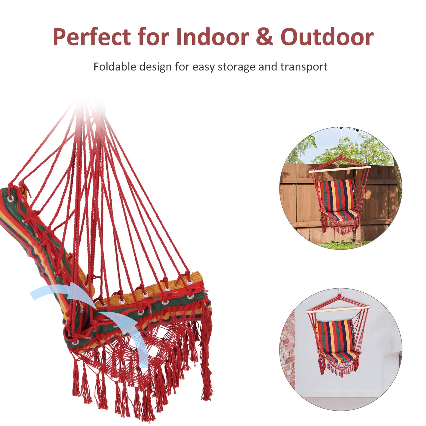 Hammock Chair Swing Colourful Striped Tree Hanging Seat Porch