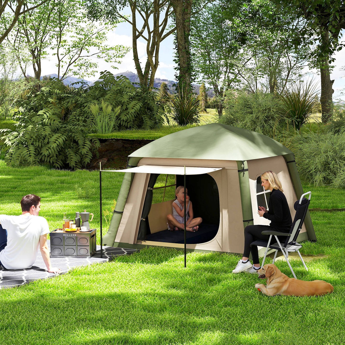 Inflatable Camping Tent w/ Hand Pump