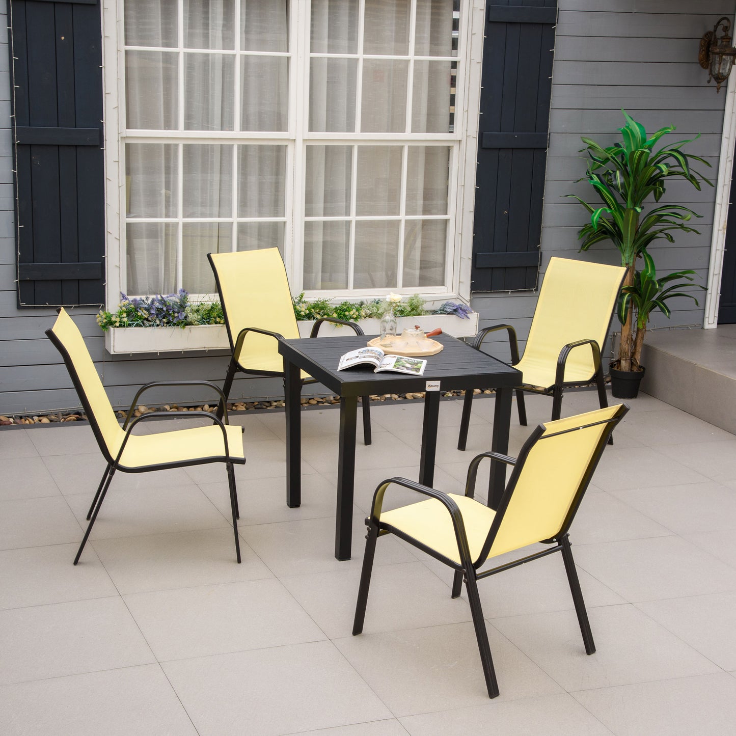 Set of Four Stackable Mesh Seat Chairs