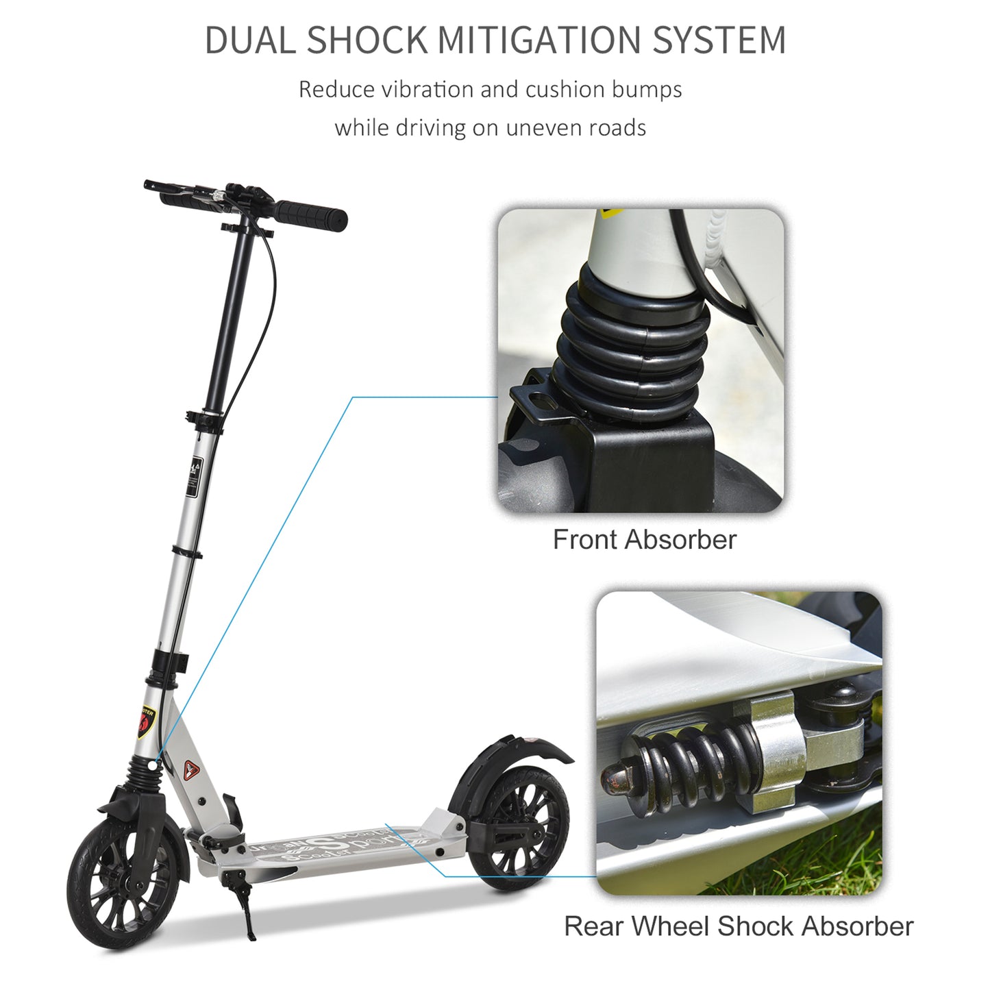 Teen/Adults Aluminium Folding Kick Scooter w/ Shock Mitigation System